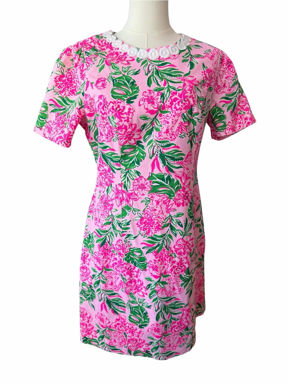 L Lilly Pulitzer Mila Short Sleeve Shift Dress Size 8 in CONCH SHELL PINK